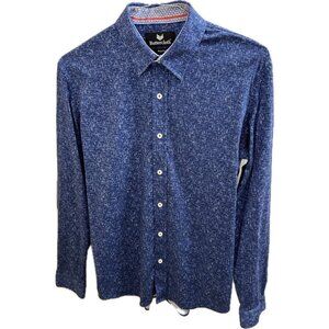 Butter Cloth Shirt Mens Large Blue Long Sleeve Button Up Geometric Flip Cuff